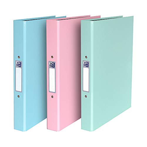 Oxford 2 O-Ring Binder A4, Pastel Colours, Pack of 3 Folders - Pastel Colours