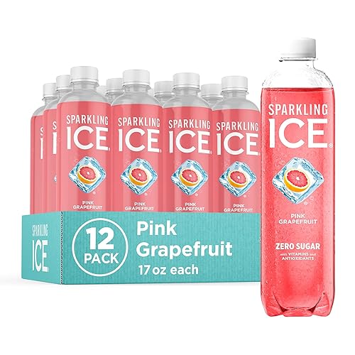 Sparkling Ice, Pink Grapefruit Sparkling Water, Zero Sugar Flavored Water, with Antioxidants and Vitamins, Zero Sugar, 17 fl oz Bottles (Pack of 12) - Pink Grapefruit