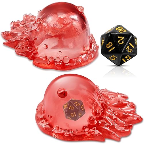 Deekin Harrycle Dice Jail Gelatinous Cube Dice Prison Resin Dice Cage Translucent Dice Storage Dice Container Dice Holder Dice Miniature Accessory for Table Game Party Gatherings Gifts(Pink) - Pink