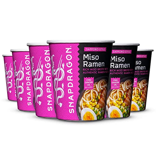 Snapdragon Miso Ramen Cups | Rich Miso Broth With Authentic Ramen Noodles | Authentic Flavors | Satisfy Your Craving | 2.2 oz (6 Pack) - Miso