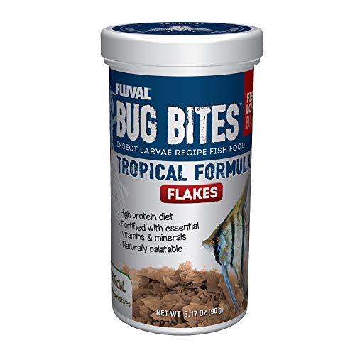 Fluval Bug Bites Tropical Fish Food, Flakes for Small to Medium Sized Fish, 3.17 oz., A7332, Brown - 3.17 Ounce (Pack of 1)