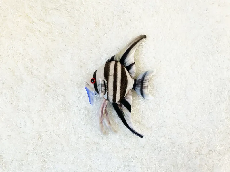 Zebra Angel Fish Plush Approximately w6 x h9 inches