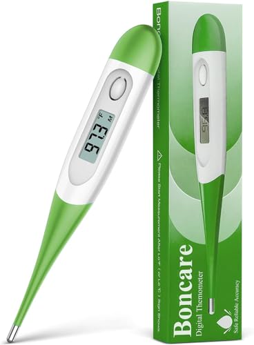 Boncare Thermometer for Adults, Digital Oral Thermometer for Fever with 10 Seconds Fast Reading (Green) - Green