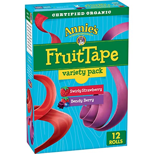 Annie's Organic Fruit Tape, Swirly Strawberry and Bendy Berry Flavors, Variety Pack, 12 Rolls, 9 oz - Strawberry/Berry Vp - 9 Ounce (Pack of 1)