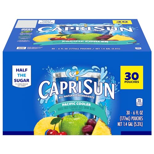 Capri Sun Pacific Cooler Mixed Fruit Naturally Flavored Kids Juice Drink Blend (30 ct Box, 6 fl oz Pouches) - 6 Fl Oz (Pack of 30)