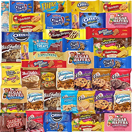 Cookies Variety Pack Individually Wrapped - 45 Pack - Cookie Assortment Individual Packs - Assorted Snack Packs for Adults/Kids - Bulk Cookies - Assortment Including: Oreos, Keebler, Grandma's Cookies, Chips Ahoy and Much More of your Favorite Cookies - 45 Count