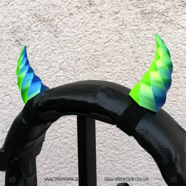 NEW Magic Color Headphone HORNS, Curved Imp demon horns for Headset, Wicca Goth Satyr Devil gamer Witch Cosplay Accessories, gaming streamer