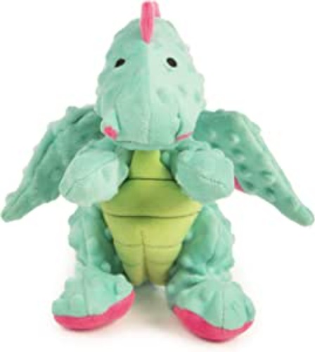 goDog Dragons Squeaker Plush Pet Toy for Dogs & Puppies, Soft & Durable, Tough & Chew Resistant, Reinforced Seams - Seafoam, Large - Bubble Plush Dragon Large Bubble Plush Dragon - Seafoam