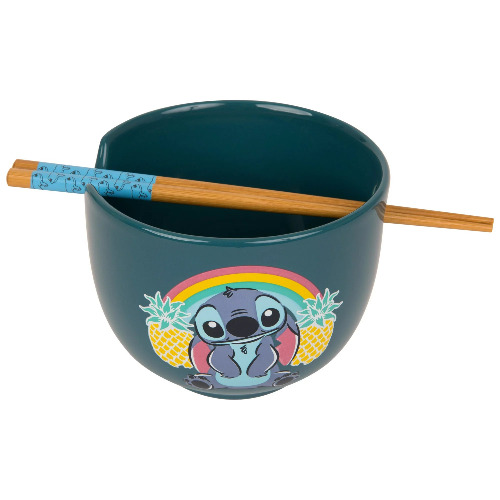 Lilo and Stitch Rainbow Pineapples Ceramic Ramen Bowl with Chopsticks
