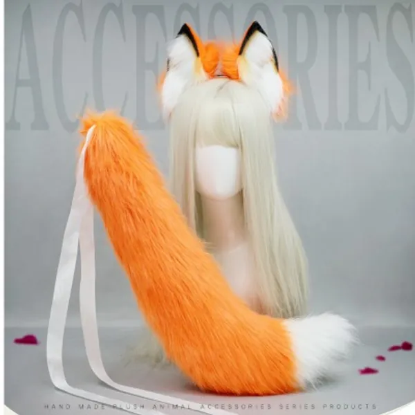 12.33US $ 29% OFF|New Golden Fox Anime Beast Ear And Tail Headdress Props Wolf Cat Ears Headband Custom Cosplay Hand Made Lolita Lol Brown Fox Ear - Headwear - AliExpress