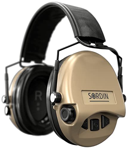 Sordin Supreme MIL AUX SFA Active Ear Defenders - for Military & Special Forces - 26 to 32 dB SNR - Ear Muffs - Beige