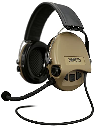 Sordin Supreme MIL CC Active Ear Defenders - Leather Band & Foam Kits - Nexus Radio Downlead - Ear Muffs - Beige