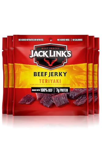 Jack Link's Beef Jerky, Sweet & Hot + Teriyaki – Flavorful Meat Snack, Made with 100% Beef – 1/2 Pounder Bag (Pack of 2) - Teriyaki