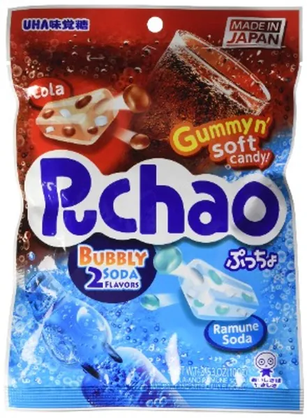 Puchao Japanese Gummy and Soft Candy, Cola  Soda Bag, 100g