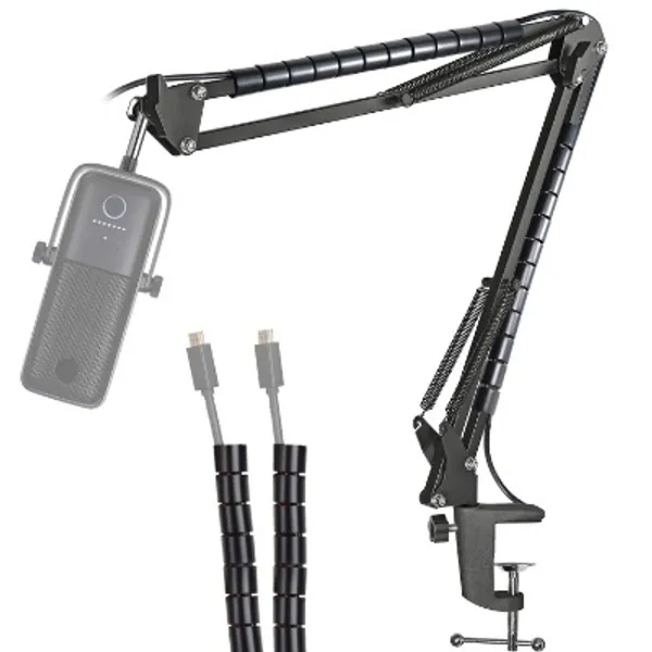 Microphone Stand - Professional Adjustable Scissor Microphone Boom Arm Compatible with Elgato Wave:3 Mic by YOUSHARES
