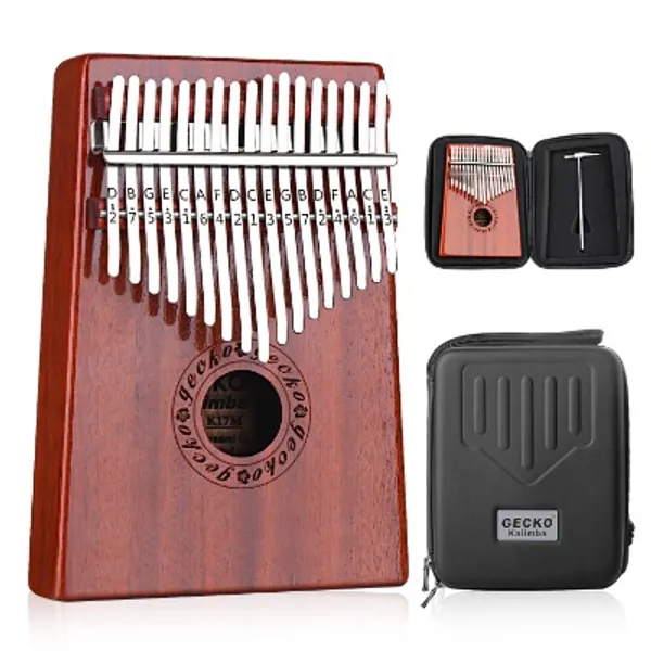 GECKO Kalimba 17 Keys Thumb Piano with Waterproof Protective Box,Tune Hammer and Study Instruction,Portable Mbira Sanza Finger Piano,Gift for Kids Adult Beginners Professional