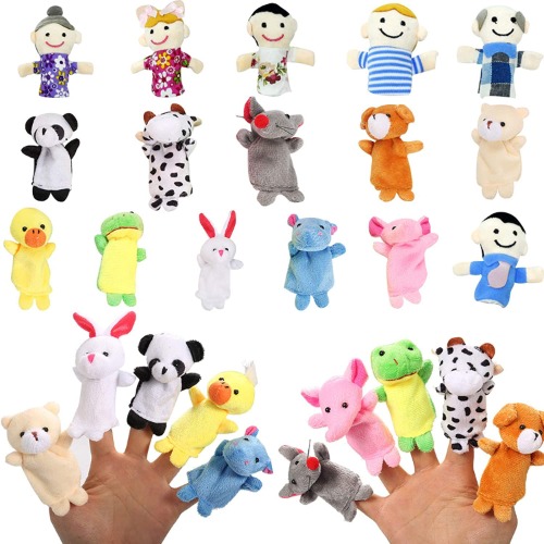 16 Pcs Finger Puppets Set,10 Animal Finger Puppets + 6 People Finger Family 