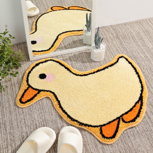 TRUEDAYS Bathroom Rug Cute Bath Mat Duck Shaped Small Rug Non Slip Bathtub Mat and Absorbent Shower Mat Washable Plush Luxury Mat - Yellow Duck