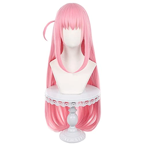 Long Straight Pink Wig Cosplay Anime Bocchi the Rock Gotou Hitori Role Women Costume High Temperature Silk Hair Replacement Wigs for Girl Party Christmas Halloween Daily Wear(Gotou Hitori) - Gotou Hitori