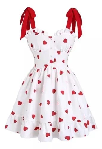 Vestido Rosa Estampado Corazones