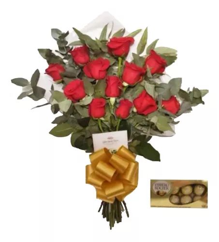 Ramo De Rosas Flores Naturales (m) Bombones. Envíos