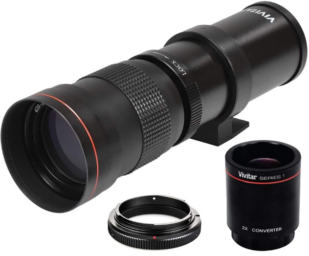 High-Power 420-1600mm f/8.3 HD Manual Telephoto Zoom Lens for Canon EOS 80D, EOS 90D, Rebel T3, T3i, T5, T5i, T6i, T6s, T7, T7I, T8I, SL3, EOS 70D, EOS 5D, EOS5D IV, EOS 6D II, EOS 7D II SLR Cameras - 