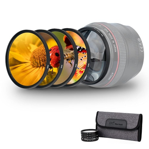 58mm Macro Close-Up Filter Set (+2 +4 +8 +10) Macro Filter Accessory with Lens Filter Pouch for Canon Rebel T8i, T7i, T6i, T7, T6,EOS 90D, 80D, 77D with Canon EF-S 18-55mm f/3.5-5.6 is STM Lens - 58mm
