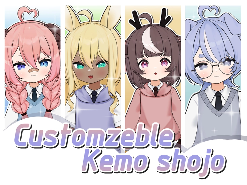 Customizable kemo shojo VTuber Model