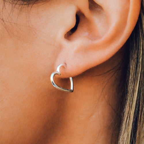 Heart Hoop Earrings | Silver