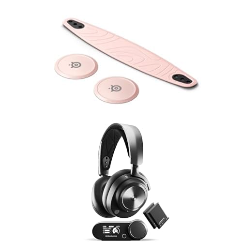 SteelSeries Nova Bundle: Arctis Nova Pro Headset + Nova Booster Pack - Rose Quartz Headband, Customizable Speaker Plates - Hi-Fi Drivers, ANC - Infinity Power System - PC, PS5/PS4, Switch, Mobile - Bundle: Nova Pro WIreless + Rose Quartz Booster