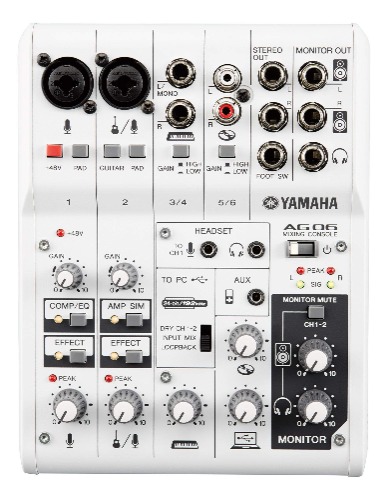 Yamaha AG06 6-Channel Mixer / 2 Microphone , White - AG06