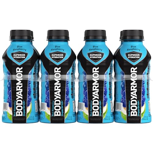 BODYARMOR Sports Drink Sports Beverage, Blue Raspberry, Natural Flavors With Vitamins, Potassium-Packed Electrolytes, No Preservatives, Perfect For Athletes, 12 ounce (Pack of 8) - Blue Raspberry - 12 Ounce (Pack of 8)