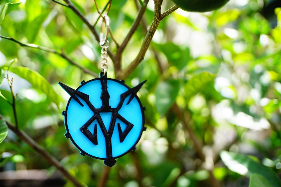 Resident Evil 4 Remake Blue Medallion Keychain Charm