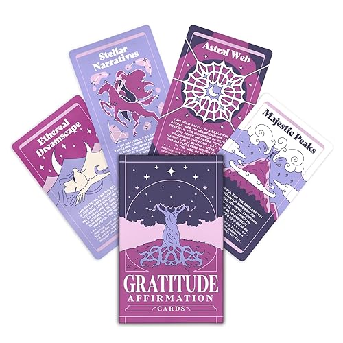 PURPLE CANYON Gratitude Cards for Women and Men | Positive Affirmations Cards for Daily Reflection and Thankfulness | Mindfulness Cards for Self Care | Beautiful 52 Card Deck in Shades of Purple - Gratitude Affirmation Cards