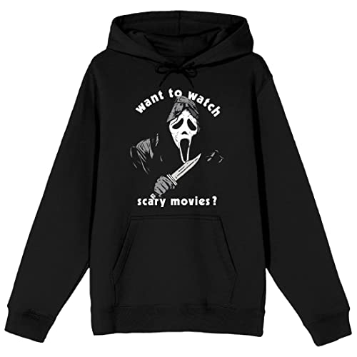 Bioworld Ghostface Want To Watch Scary Movies? Men's Black Graphic Hoodie - Large - Black