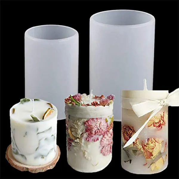 GTian 2 Sizes Cylinder Candle Molds Silicone Mold for Candle Making, Pillar Candles Resin Mould Epoxy Resin Casting Molds DIY Aromatherapy Candles, Wax, Soaps, Polymer Clay