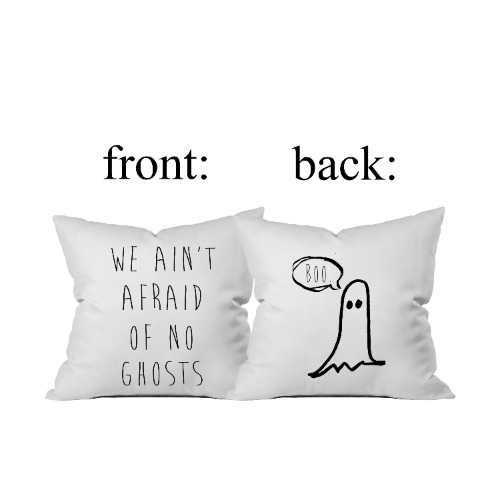 Oh, Susannah Halloween Boo Ghost We Ain't Afraid of No Ghosts Reversible Throw Pillow Cover (1 18X 18 inch, Black)