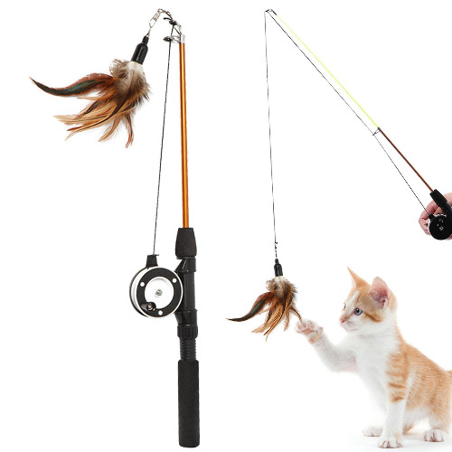 Cat Teaser Wand - Tvådelad interaktiv kattstavsleksak - Rolig Cat Teaser Stick Toy, Cat Toys Kattungeleksaker för kattunge Katt som har roligt motionsspelande Thoran