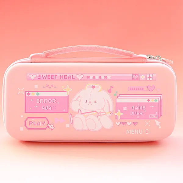 Pastel Switch OLED Carrying Case Rabbit Bear Kawaii Switch Storage Bag - Blue