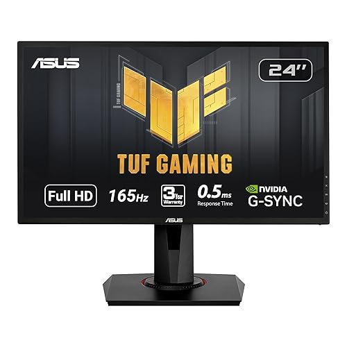 ASUS VG248QG 24" G-SYNC Gaming Monitor 165Hz 1080p 0.5ms Eye Care with DP HDMI DVI,Black - 24" 0.5ms 165Hz G-SYNC Height Adjustable