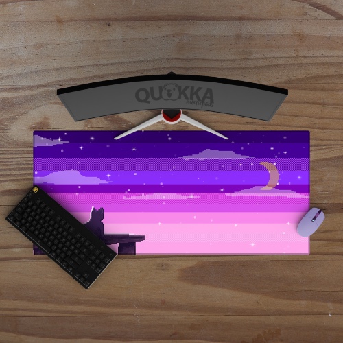 8 Bit with Cat Design Mousepad - 60x30cm / 3mm / Colour Stitched