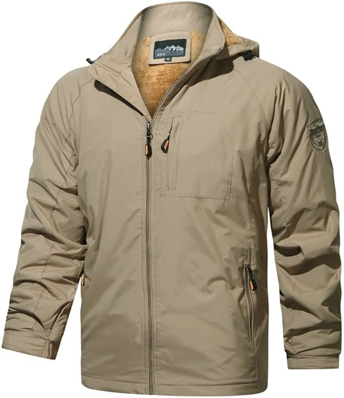 TNZI Men's Fashion Jacket Outerwear Hooded Winter Mens Casual Long Sleeve Full Zip - Cfyll-khaki XX-Large