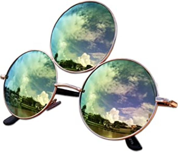 Trippy Lights Third Eye Sunglasses, Emerald Green with Pink Reflective Lens