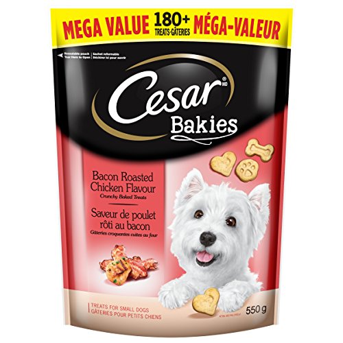 CESAR Bakies Treats Adult Crunchy Small Dog - Bacon-Roasted Chicken, 550g Pouch - Chicken - 550 g (Pack of 1)
