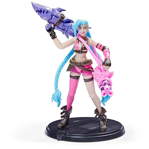 League of Legends, Official 4-Inch Jinx Collectible Figure with Premium Details and 2 Accessories, The Champion Collection, Collector Grade, Ages 12 and Up - 4 inch Figures - Jinx