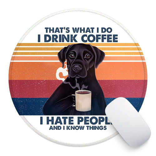 HANTUONE Funny Dog Round Mouse pad with Non-Slip Rubber and Stitched Edges Desk Accessories Office Gifts ，for Women Friends Daughter Friendship Colleague Teacher Dog Lovers BirthdayGifts