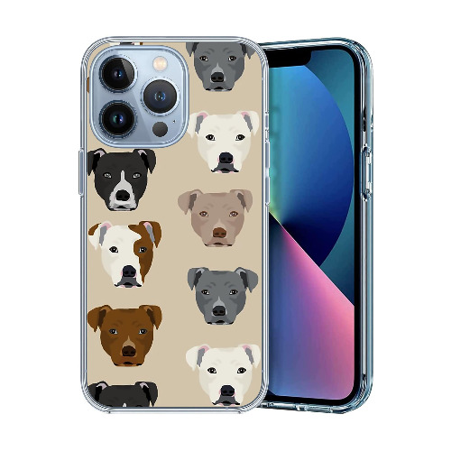 Compatible with iPhone 14 Pro Case, Cute Pitbull Dog Funny Dog Logo Clear Case Soft TPU Full Body Protection Cover Case Gift for Women Men