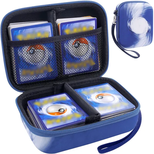 Card Holder Compatible for PM TCG Trading Cards, Card Game Storage Box Binder Fits for UNO, for Phase 10, for CAH, Up 400+ Cards Game(Blue)-Bag Only