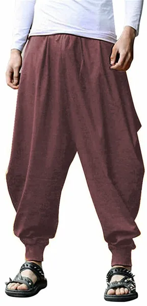 perdontoo Men Women Casual Baggy Drawstring Genie Boho Yoga Aladdin Harem Pants