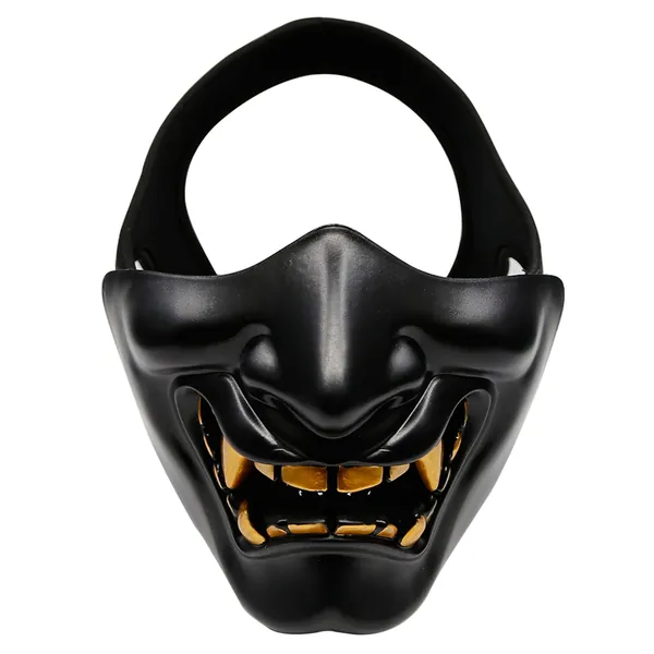 AOUTACC Airsoft Half Face Masks, Evil Demon Monster Kabuki Samurai Hannya Oni Half Face Protective Masks Masquerade Ball, Party, Halloween, Cs War Game